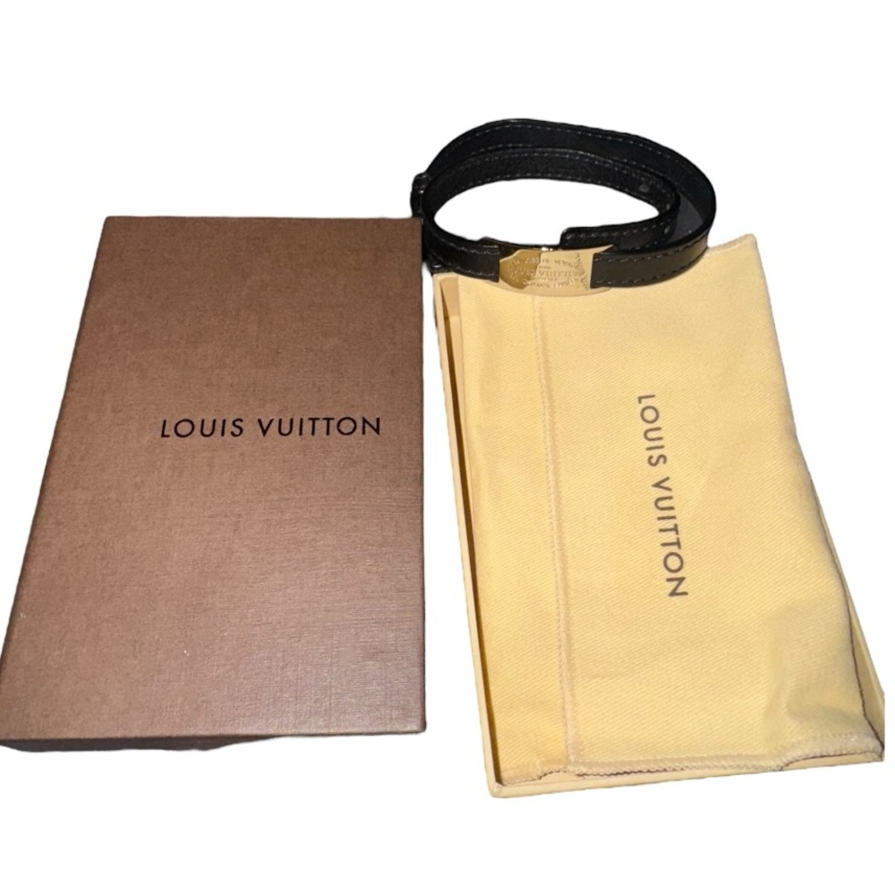 NWOT Louis Vuitton Black/Silver Leather Wrap Around Bracelet + Box + Dustbag - Picture 1 of 2